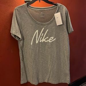 NWT Nike Gray Short Sleeve Tee with white Nike on front / logo back size:L